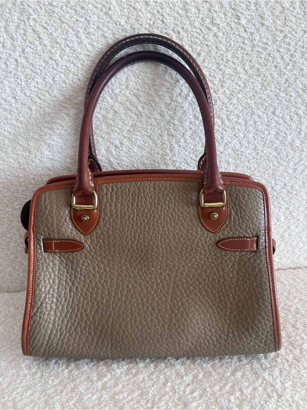 Dooney & Bourke Vintage‎ 80s/90s Buckle Satchel  Taupe Bag Purse Made In USA